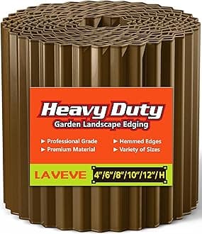 LAVEVE Corrugated Metal Garden Edging 6" x 20Ft, Landscape Edging Border for Lawn, Flower Bed, Garden Fence, Paver Edging (Bronze)
