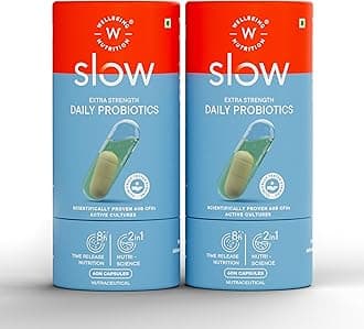 Wellbeing Nutrition Advanced Daily Probiotics + Omega 3 | Clinically Proven 60 Billion CFU, 14 Unique Strains | For Bloating, Indigestion, IBS, Immunity, & Clear Skin | 60 Capsules (Pack of 2)