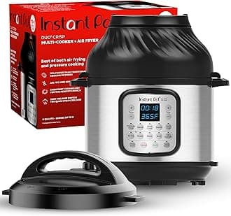 Duo Crisp 11-in-1 Air Fryer and Electric Pressure Cooker Combo with Multicooker Lids that Air Fries, Steams, Slow Cooks, Sautés, Dehydrates, & More, Free App With Over 800 Recipes, 6 Quart