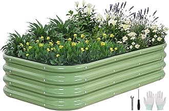 GoCampDriect 3 in 1 Raised Garden Bed - 3x3x1ft Galvanized Raised Garden Boxes Outdoor Corrosion Resistant | Variable Shape Metal Raised Garden Beds for Planting Vegetable, Herb,Fruits,Flower Green