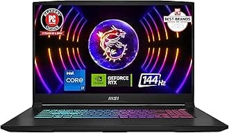 msi Katana 17 Gaming Laptop: 13th Gen Intel Core i7, GeForce RTX 4060, 17.3" 144Hz FHD Display, 32GB DDR5, 1TB NVMe SSD, USB-Type C, Cooler Boost 5, Win11 Home: Black B13VFK-835US