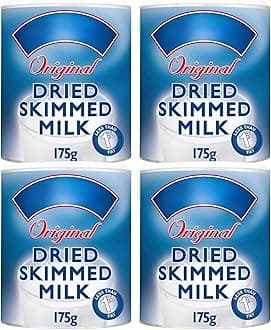 Dried Milk Powder Bundle with Original Dried Skimmed Milk Powder by Marval 175g (4 Pack)