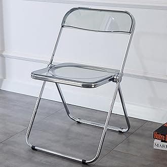 Luxury Modern Acrylic Folding Chair Transparent Chairs-Ghost Stackable Crystal Folding Chair-PC Plastic Living Room Seat-Chrome Frame
