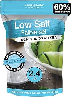 Aromasong Low Sodium Sea Salt 100% Natural Fine Grain Dead Sea Potassium Chloride with Dead Sea Salt, 39 oz (1106 g)