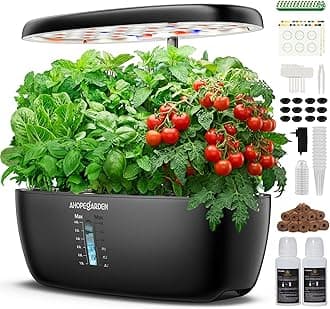 Indoor Garden Hydroponics Growing System: 12 Pods Plant Germination Kit Garden Kit Growth Lamp Countertop with LED Grow Light Hydrophonic Planter Grower Harvest Vegetable Lettuce