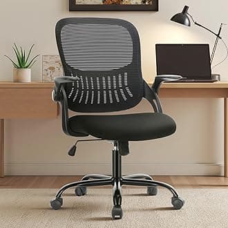 Sweetcrispy Home Office Managerial Executive Chair, Ergonomic Mesh Adjustable Swivel Mid-Back Chair with Comfortable Lumbar Support, Comfy Arms for Bedroom,Study,Student