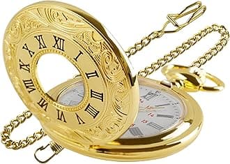 Hollowed Out Quartz Pocket Watch for Men, Arabic Numerals White Dial Pocket Watches, Quartz Pocket Watch with Chain for Christmas Graduation Birthday Gifts Fathers Day