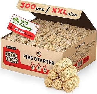 300 pcs Large Fire Starters for Fireplace, Natural Fire Starter for Campfires, for Wood Stove, BBQ, Grill, Pizza Oven, Outdoor Fire Pit, Chimney Charcoal Starter