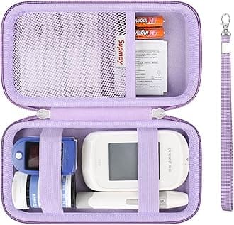 Diabetic Supplies Hard Case Diabetic Supply Organizer Bag Carrying Case for Diabetes Testing Kit Blood Glucose Monitor with Blood Sugar Glucometer Test Strips Lancing Device Lancets, Purple