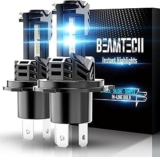 BEAMTECH H4 Bulb, Fanless In Line 9003 Fog Light Bulb 6500K Xenon White Fog Light Of 2