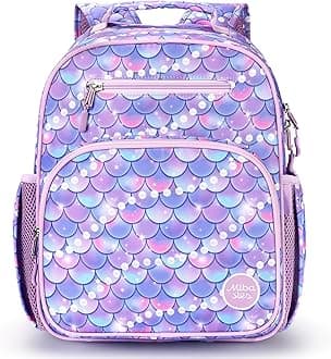 Kids Backpack for Girls: Girls Backpack 5-8 - Kindergarten Elementary School Bookbag for Girl - Fish scale Purple