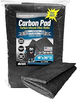 Aquarium Carbon Pad - Cut to Fit Carbon Infused Filter Pad Media for Crystal Clear Fish Tank and Ponds (Carbon Filter 18" x 36")