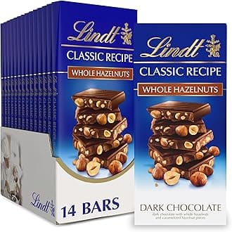 CLASSIC RECIPE Whole Hazelnut Dark Chocolate Candy Bar, Dark Chocolate Candy, 5.3 oz. (14 Pack)