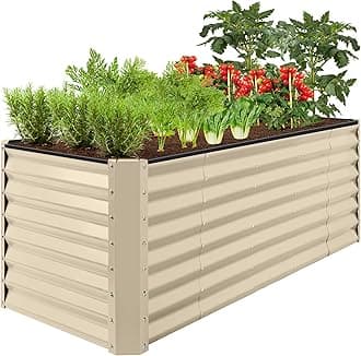 Best Choice Products 8x2x2ft Outdoor Metal Raised Garden Bed, Rectangular Deep Root Planter Box for Vegetables, Flowers, Herbs, and Succulents w/ 239 Gallon Capacity - Beige