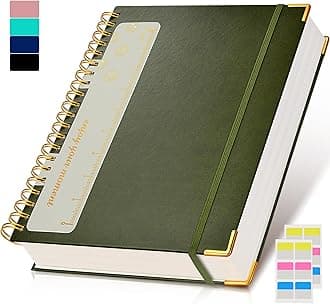 Spiral Notebook Journal 8.5” x 11”, 300 Pages Hardcover Leather Lined Journals for Women Men, A4 Large College Ruled Notebooks with 100 GSM Thick Paper, Spiral Journal for Writing Work, Olive Green
