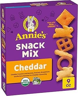 Annie's Cheddar Snack Mix With Assorted Crackers and Pretzels, Made with Real Cheese, 9 oz
