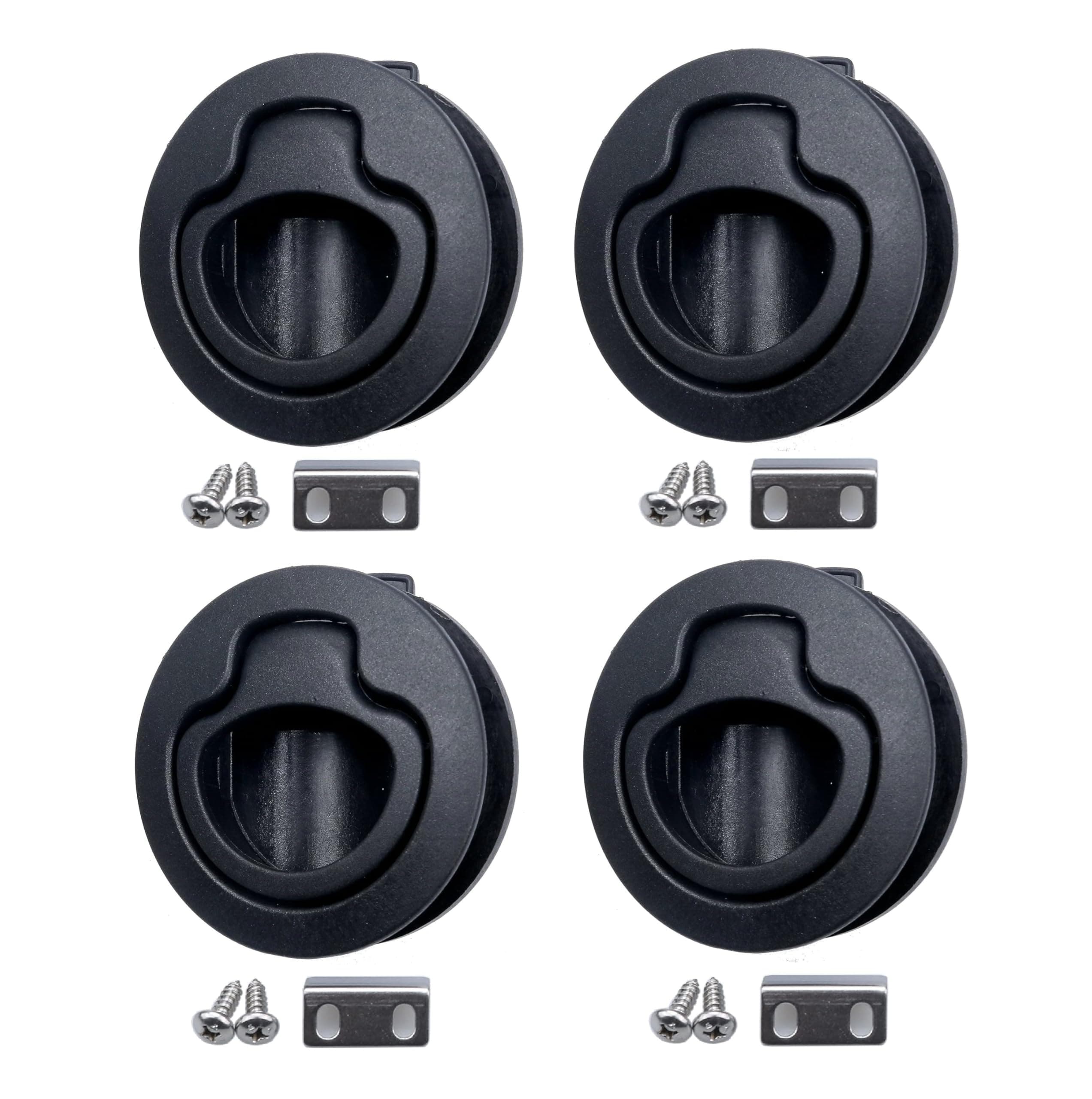 Thorn Boat Hatch Slam Latch 2 inch Flush Pull Black Plastic Nylon Latches Handle for RV Boat Marine Deck Hatch 1/2'' Door Hardware(4 PCS)