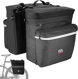 KEMIMOTO Bike Bag Panniers with Rain Cover, 34L Waterproof Bicycle Saddle Bag for Rear Rack Mountain Biking Bags Storage, Ebike Accessories for Commuter Grocery Shopping Travel Carrier, Black