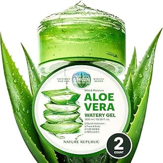 Mild & Moisture Aloe Vera Watery Gel (2 PCS) | Hydrating & Moisturizing, Fast-Absorbing Non-Sticky, Aftersun & Aftershave Soothing Gel for Face & Hair, Korean Skincare, All Skin Types