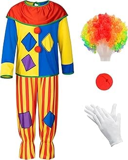 Yoroka 5Pcs Kids clown costume set Circus costume Boys and Girls Cosplay Costumes Quick Dress up for Clown