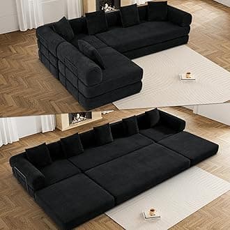 157" Modular Sectional Loveseat Sofa Cloud Boneless Couch, Modern Sleeper Sofa for Customizable Living Spaces, Cozy Modular Couch for Indoor Room, No Assembly Required, Black