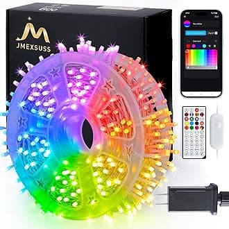 600 LED RGB String Light Outdoor Indoor, Christmas Lights Outdoor Clear Wire Christmas Lights Plug in for Bedroom Tree Room Party Birthday Decorations