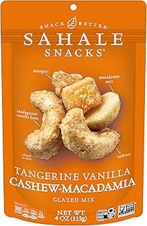 - Tangerine Vanilla Cashew-Macadamia Glazed Mix, 4 oz Pouches (6 Packs) - Dry-Roasted Deluxe Mixed Nuts with Mangoes & Madagascar Vanilla - Non-GMO, Kosher, & Certified Gluten-Free Snacks
