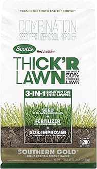 Turf Builder Thick'R Lawn Southern Gold Blend for Tall Fescue Lawns, Grass Seed, Fertilizer, and Soil Improver, 12 lb.