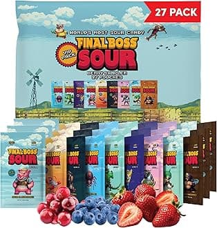 - Final Boss Sour Candy Berry Variety, 27 Pack, All Sour Levels, Extreme Sour Fruit Chews with Real Dried Fruit, No Artificial Colors or Flavors, Low Calorie Snack for Kids, Teens & Adults