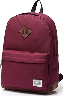 Unisex Classic Lightweight Water-resistant Campus School Rucksack Travel BackPack Burgundy Fits 14-Inch Laptop