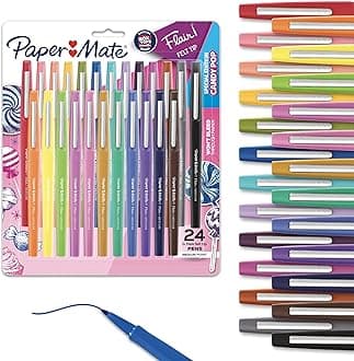 Flair Felt Tip Pens, Medium Point (0.7mm), Assorted Colors, 24 Count - Back to School, Teacher Supplies, Arts & Crafts
