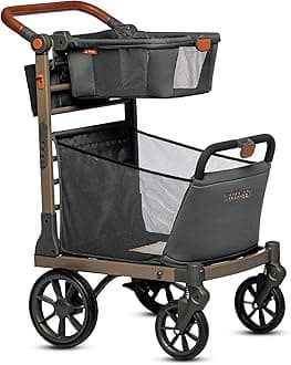 Wadabuggy Shop Foldable Shopping Cart - Portable & Lightweight Folding Utility Carts with Easy to Maneuver Wheels, Storage Baskets for Grocery and Heavy Duty, Cup Holders & Zippered Pouch