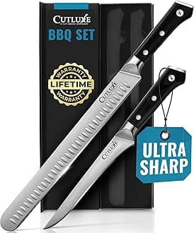 - Cutluxe Carving Knife Set for BBQ & Brisket – Razor Sharp German Steel Slicing and Boning Knife for Meat Cutting, Full Tang & Ergonomic Handle, Grilling Gifts for Men – Artisan Series