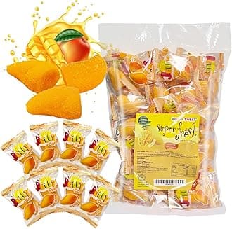 Healthy Mango Flavored Gummy Candy Snack, Vegan, Super Juicy with 70% Real Juice Content, Soft & Chewy Gummi Candy Individually Wrapped, Allergy Friendly, 1LB Pack Bulk
