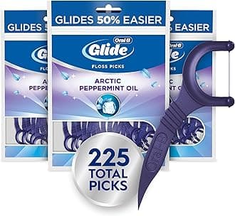 Glide Peppermint Dental Floss Picks with Arctic Peppermint Oil Flavor, 75 Count, Pack of 3