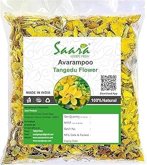 Saara HERBAL FRESH Dried Avarampoo Flower, 450g | Dry Avarampoo | Senna Auriculata | Tanners cassia | Tamgedu for tea, Skin Hair care and more (Pack of 4 X 100g Pack of 1 X 50g) No Added Color