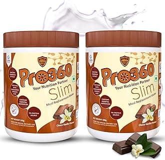 Pro360 Slim Shake Meal Replacement Protein Powder for Weight Control & Management (ChocoVanilla Flavour) No Added Sugar, Dietary Supplement For Men & Women, (500 + 500) Gm - Pack of 2