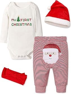 Baby Girl Boy Christmas Outfit My 1st Christmas Baby Boy Infant New Year 4 Pcs Set