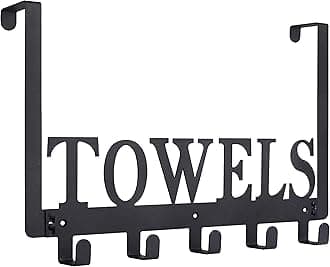 Over The Door Hooks - Towel Holder for Bathroom, Bedroom, Kitchen & Pool - Sandblasted Black Metal Wall Mount