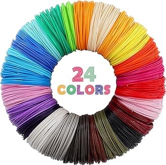 MIKA3D 24 Colors 1.75mm ABS 3D Pen Printer Filament Refill, Each Color 3.5m, Total 84m Material, Support for MYNT3D / SCRIB3D Printing Pen, Not Fit 3Doodler Pack with 2 Finger Caps (27abs 3.5)
