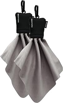 SPUDZ Classic Microfiber Lens Cleaner – Clip-On Pouch, Washable – for Binoculars, Scopes, Glasses, Screens | Black, 6 x 6 Inch (2-Pack)