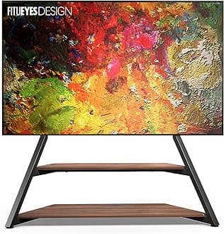 FITUEYES Design Large TV Floor Stand for 75 77 85 86 90 100 Inch TVs, Heavy Duty TV Stand Mount with Large Wood Entertainment Shelf, Modern Living Room Television Stands, Up to 187 lbs, Eiffel Series