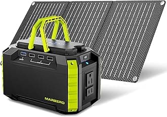 MARBERO Solar Generator 150W Peak 150Wh Portable Power Station with Solar Panel Included Camping Power Supply with AC Outlet DC USB Ports for Outdoor RV Fishing Emergency