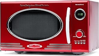 Nostalgia Retro 0.9 Cubic Foot 800-Watt Countertop Microwave Oven, Cu.Ft, Red