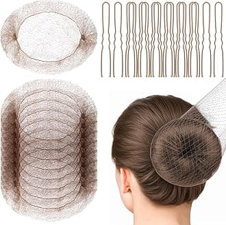 Hair Accessories Set: 20PCS Mesh Hair Nets Invisible and 40PCS U Shaped Hair Pins for Women, Girls, Ballet Bun Maker & Dance (Hair Nets- 20 inch(50cm), Hair Pins- 2.4 inch(6cm)),Tan Brown