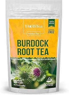 TAOISTEA Burdock Root Tea, 100% Organic Natural Burdock Root, 30 Tea Bags/3.2Oz. Premium Burdock Root Herbal Tea - Caffeine Free