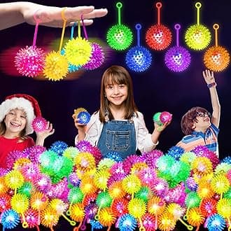 28 PCS Bouncy Light Up Ball for Kids, Flashing Squeaky Sensory Puffer Toys, Balls for Toddlers 1-3, Light Up Toys, Sensory Balls, Glow in The Dark for Party Favors Gifts, for Adults, Children
