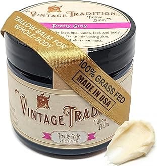 Vintage Tradition Beef Tallow All Purpose Balm – Healing, Hydrating Floral Skin Care Salve Replaces Body Lotion, Hand Cream, More – Essential Oil, Olive Oil, and Grass-Fed Tallow, 2 fl. oz.