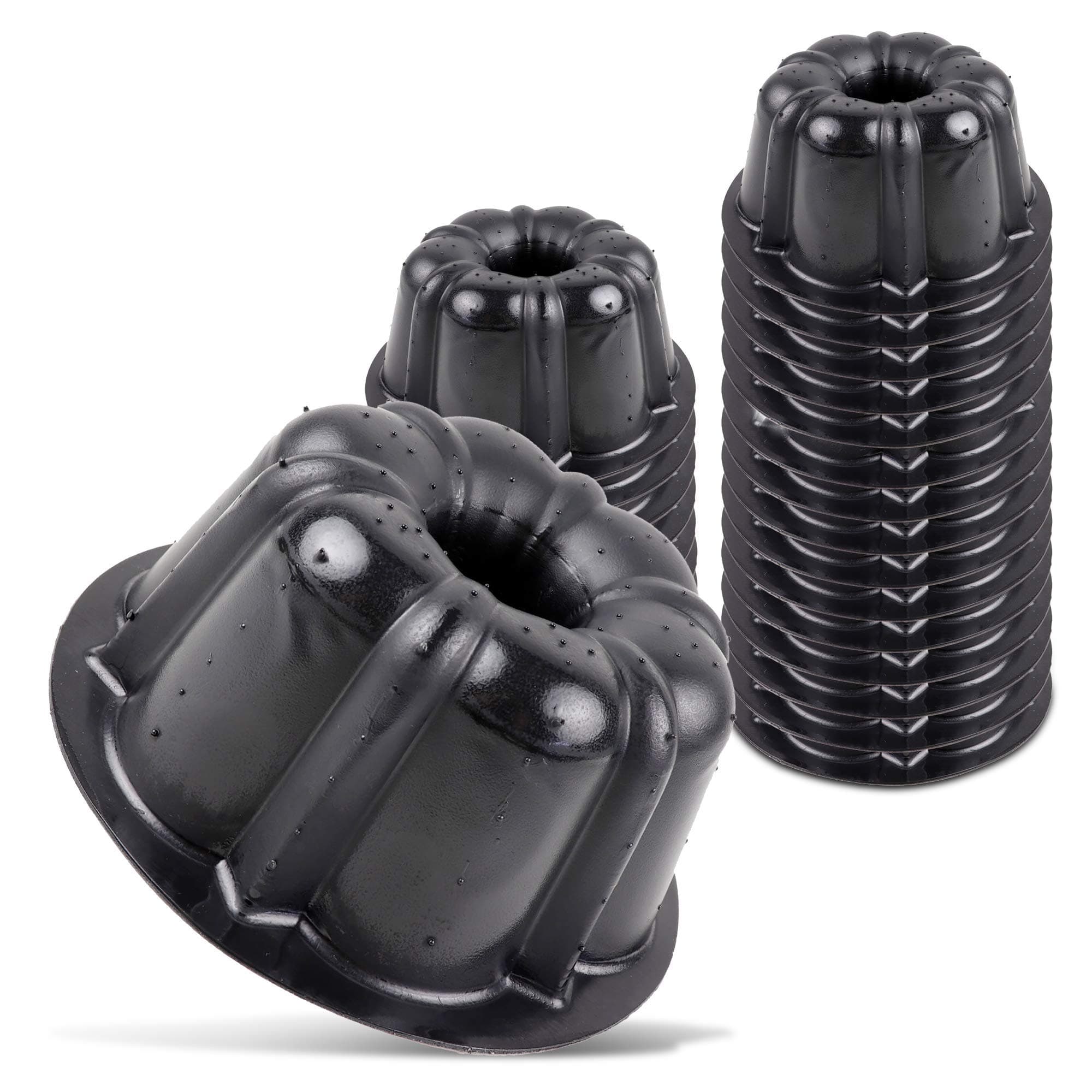 O'Creme Bakeable Plastic Mini Cake Pan - Baking Pan With Non-Stick Silicone - Reusable Mold For Baking and Much More - 25 QTY Pack