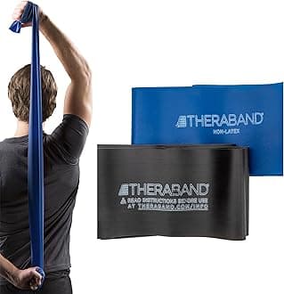 TherabandProfessional Non-Latex Resistance Bands For Upper and Lower Body Exercise, Strength Training without Weights, Physical Therapy, Lower Pilates, and Rehab, Assorted Resistances, Beginner & Advance Sets